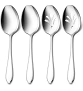 E-far Serving Spoons, 4-Piece Stainless Steel Serving Utensils Set - Solid Spoons x 2, Slotted Sp...