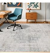 Low Pile Office Rugs for Rolling Chairs - 5x7 Abstract Rugs for Living Room, Large Entryway, Crea...