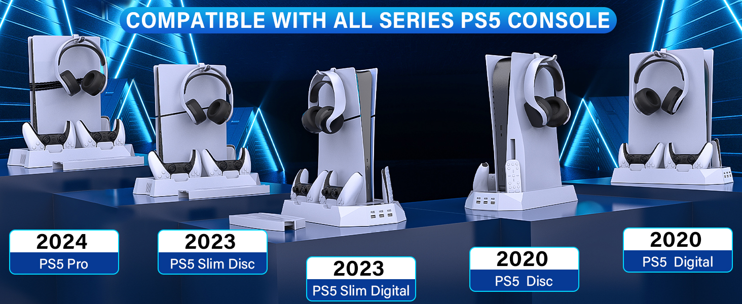 ps5 slim cooling stand with controller charging station and cooling fan