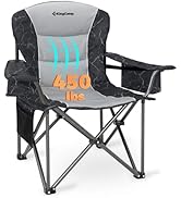 KingCamp Oversized Camping Folding Chair, Heavy Duty 450 LBS with Lumbar Support, Padded seat wit...