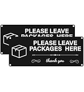 Anobell 2 Pack Please Leave Packages Here Sign 10"x4" Package Delivery Decor Aluminum Delivery Si...