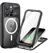 Lanhiem Magnetic for iPhone 15 Pro Max Case, IP68 Waterproof Dustproof Case, [Compatible with Mag...