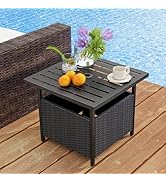 Toolsempire Patio Side Table with Umbrella Hole, 22