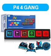 MICTUNING P4-NEON 4 Gang Switch Panel, Color-Coded Backlit Silicone Buttons, Universal Relay Cont...