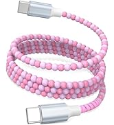 USB C to USB C Cable 6FT,60W Fast Charging Beaded Charger Cord for iPhone 17 16 15Pro Max iPad Pr...