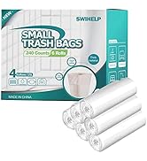 SWIHELP Trash Bags, 6 Rolls/240 Counts Small Garbage Bags for Office, Kitchen,Bedroom Waste Bin,C...