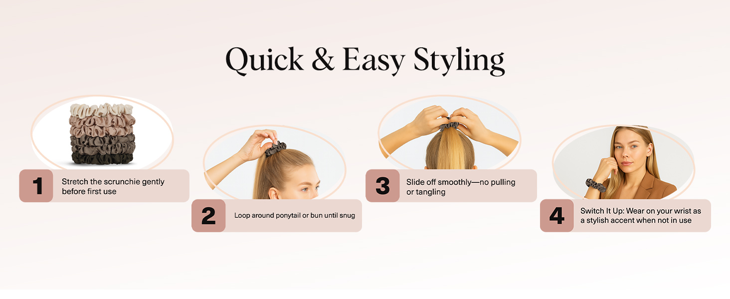 Kitsch Ultra Petite Satin Scrunchies for Women