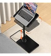 TV Tray Table for Couch, Height Adjustable/360° Swivel/180° Flip-Over Panel Design C-Shaped End T...