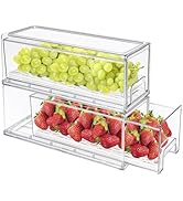 Mano 2Pack Stackable Refrigerator Drawers Pull Out Clear Fridge Drawer Organizer Bins Pantry Stor...