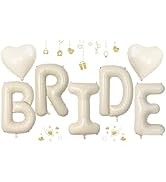40inch Beige BRIDE Letter Balloons, Giant Cream White Sand Bride Foil Helium Balloon Banner with ...