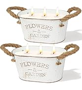 Citronella Candles Outdoor, 2 Packs Large Citronella Candles for Garden, 3-Wick Natural Soy Wax L...