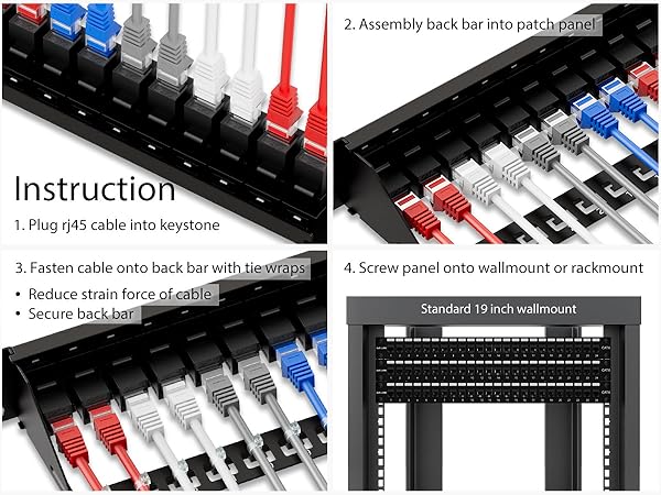 24 Port RJ45 Through Coupler 1U Cat6 Patch Panel