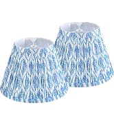GOSO 5"× 9"×6.4" Spider Blue Pleated Lamp Shades Set of 2 Small Bell,Multi Floral Lampshades for ...