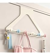 HGZBS Pastel Over Door Hooks with Damage-Free Adhesive Mount, 6 Heavy Duty Hooks 8.7 Inch Height ...