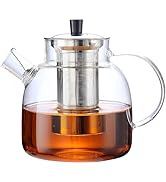 50OZ Glass Teapot With Infuser, Tea Pot for Stove Top, 1500ML Glass Tea Cup With Infuser and Lid,...