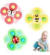 3Pcs Suction Toys for Toddlers - Suction Fidget Spinner for Baby Bath with Suction Cups toys that...