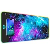 AIMSA Wireless Charging RGB Gaming Mouse Pad 15W, Extended LED Desk Mat Protector 800x300x4MM, 14...