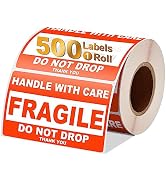 InpourPack 4" x 6" Fragile Stickers for Shipping, Handle with Care Fragile Labels, Strong Adhesiv...