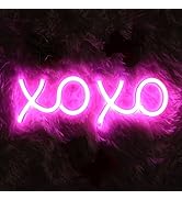 ENUOLI Neon Sign Light, XOXO LED Pink Light Wall Decor USB/Battery Powered Neon Lights Led Sign f...