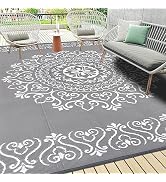 Pauwer Waterproof Outdoor Rug 9'x12', Reversible Outdoor Plastic Straw Rug, Outdoor Patio Rug for...