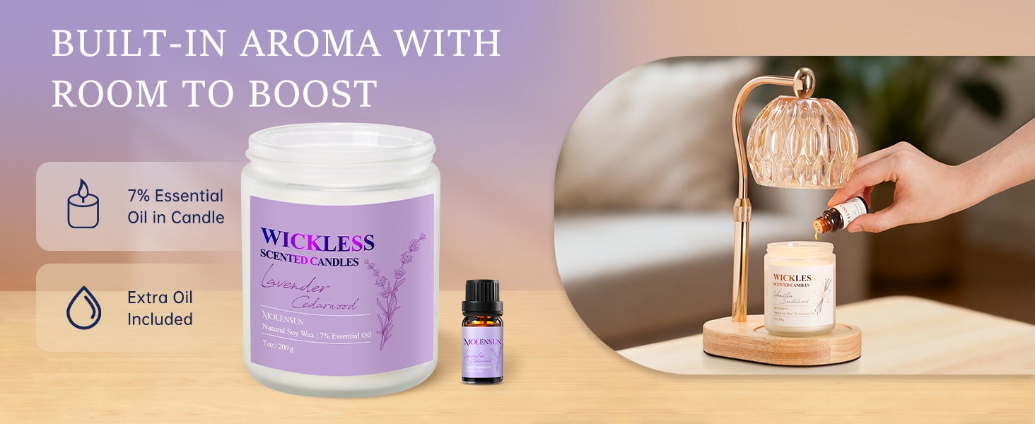 wickless candle warmer lamp soy wax scented non toxic vanilla sandalwood lavender cedarwood