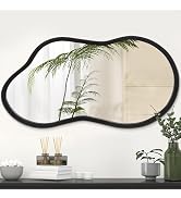 AAZZKANG Black Wall Mirror with Wood Framed Small Irregular Hanging Mirrors Modern Asymmetrical f...