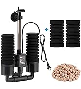 AQQA Aquarium Sponge Filter, Power Driven Double Biochemical Water Filter, Quiet Submersible Foam...