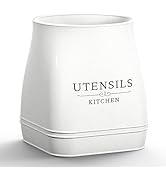 Ceramic Utensil Holder for Countertop - Boho Utensil Holder Spacious Farmhouse Kitchen Organizer,...