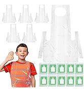 Sntieecr 100 Pieces Disposable Aprons for Kids Clear Plastic Aprons Small Kids Art Disposable Smo...