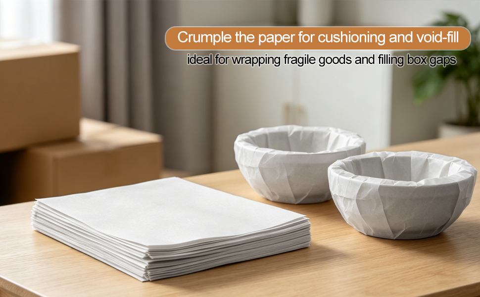Crumple the paper for cushioning and void-fill