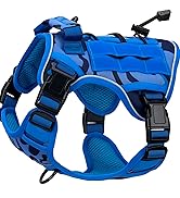 Heavy-Duty Tactical Dog Harness for Large Dogs, No Pull Adjustable Reflective Pet Vest with Molle...