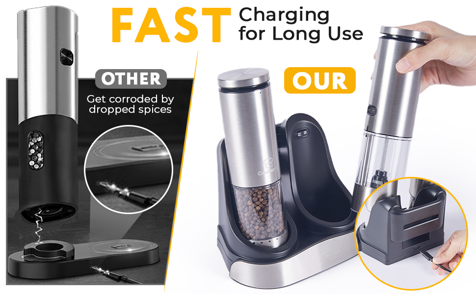 electric salt and pepper grinder set rechargeable