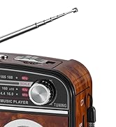 PRONLY Portable AM/FM Radio with Bluetooth, Vintage Style Emergency Radio with Clock &amp; Flashlight...
