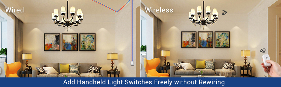 Wired between the power and lighting fixtures, no in-wall wiring needed