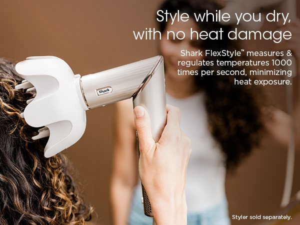 Style while you dry, with no heat damage. Shark measures &amp; regulates temperatures 1000 times
