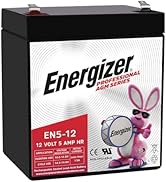 Energizer EN5-12, 12 Volt 5 Amp Hr, Long Lasting Sealed Lead Acid AGM Rechargeable Battery Ideal ...
