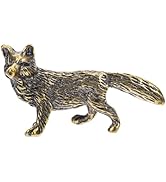Homoyoyo Mini Fox Figurine Tiny Brass Animal Figure Fengshui Wealth Statue Vintage Animal Sculptu...