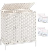 SETVSON Laundry Hamper with Lid 132 L, (35 Gallons) Clothes Hamper with Lid, Handwoven Rattan Lau...