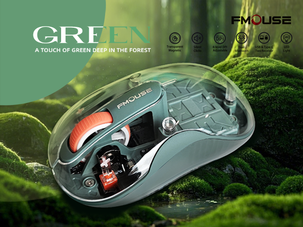  Tri-mode Dual Bluetooth Wireless Transparent Mouse