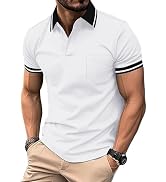 ZITY Mens Polo Shirts Casual Short Sleeve Athletic T-Shirts Classic Contrast Collar Shirt with Po...