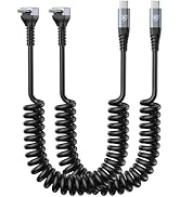 90 Degree Coiled USB C to C Cable for Car 6FT, 2Pack Coiled USB C Cables, USBC to USBCable 3A Fas...