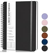 Black Lined Spiral Journal Notebook with 160 Pages, 8×5.7in, A5 Spiral Notebooks, Journaling Note...