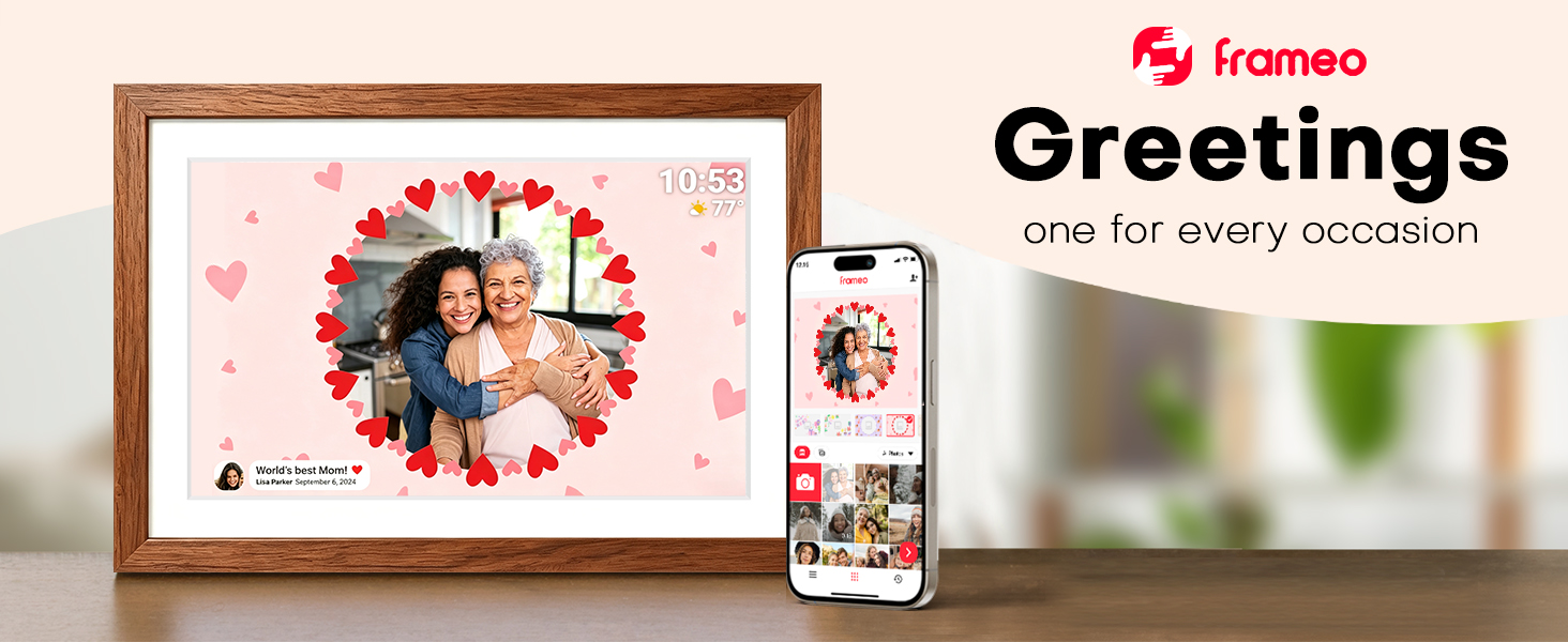 wood digital picture frame frameo