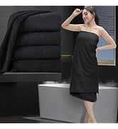 MAGGEA 4 Piece Bath Towel Set Black Plush Bath Sheet 700 GSM Oversized Thick Bath Shower Towels 3...