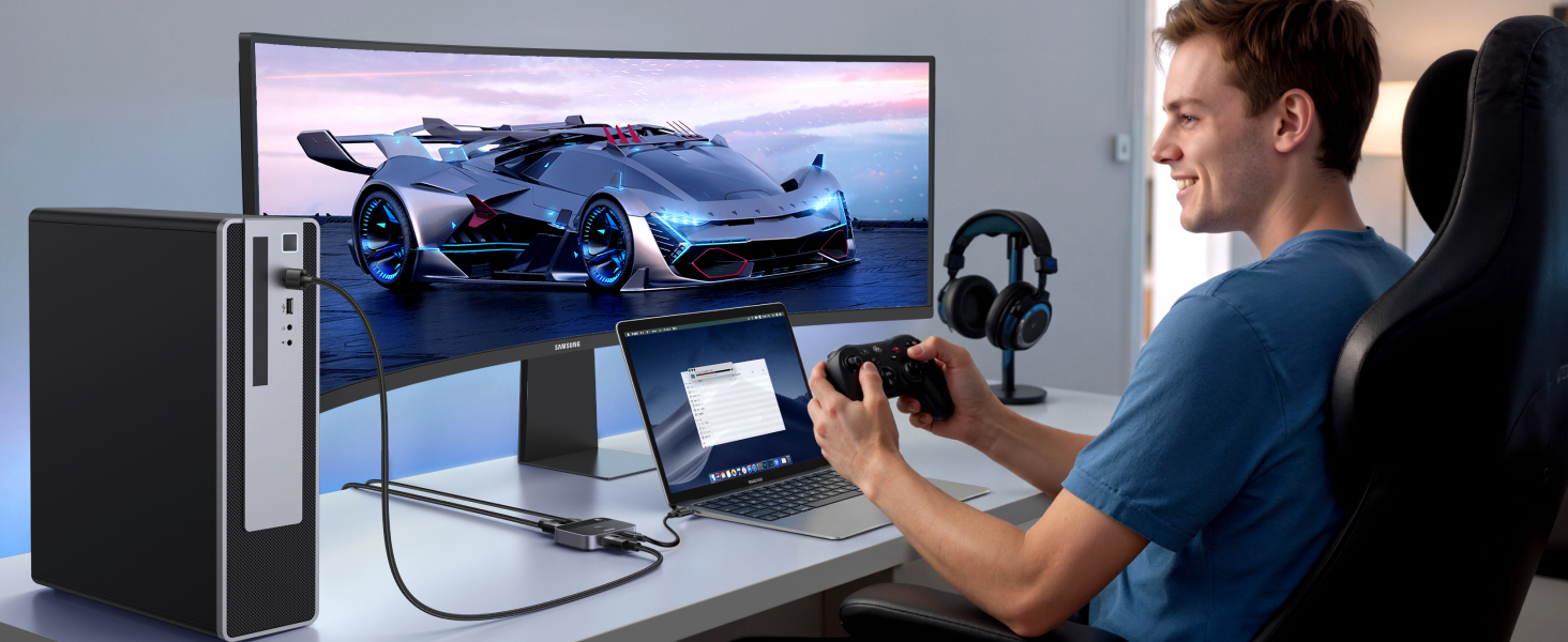 DisplayPort+USB-C Switch 2 in 1 Out