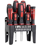 FASTPRO 21-Piece Magnetic Screwdrivers Set with Organizer Rack, Slotted Phillips Screwdrivers and...