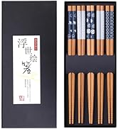 Antner 5 Pairs Bamboo Chopsticks Reusable Chop Sticks Japanese Style Bamboo Chopstick with Black ...
