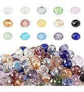 PH PandaHall 100pcs 8x5mm Faceted Large Hole European Beads Mixed Color Rondelle Large Hole Beads...