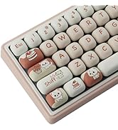 TYRIXKI PBT Keycaps 147 Keys MOG Profile Keycaps, Pink Dessert Cat Keycaps Dye-Sublimation Cute K...