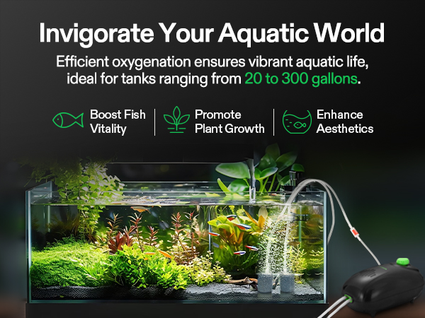 Adjustable Aquarium Aerator for 20-300 Gallons Fish Tanks